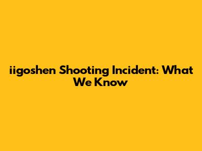iigoshen Shooting Incident: What We Know